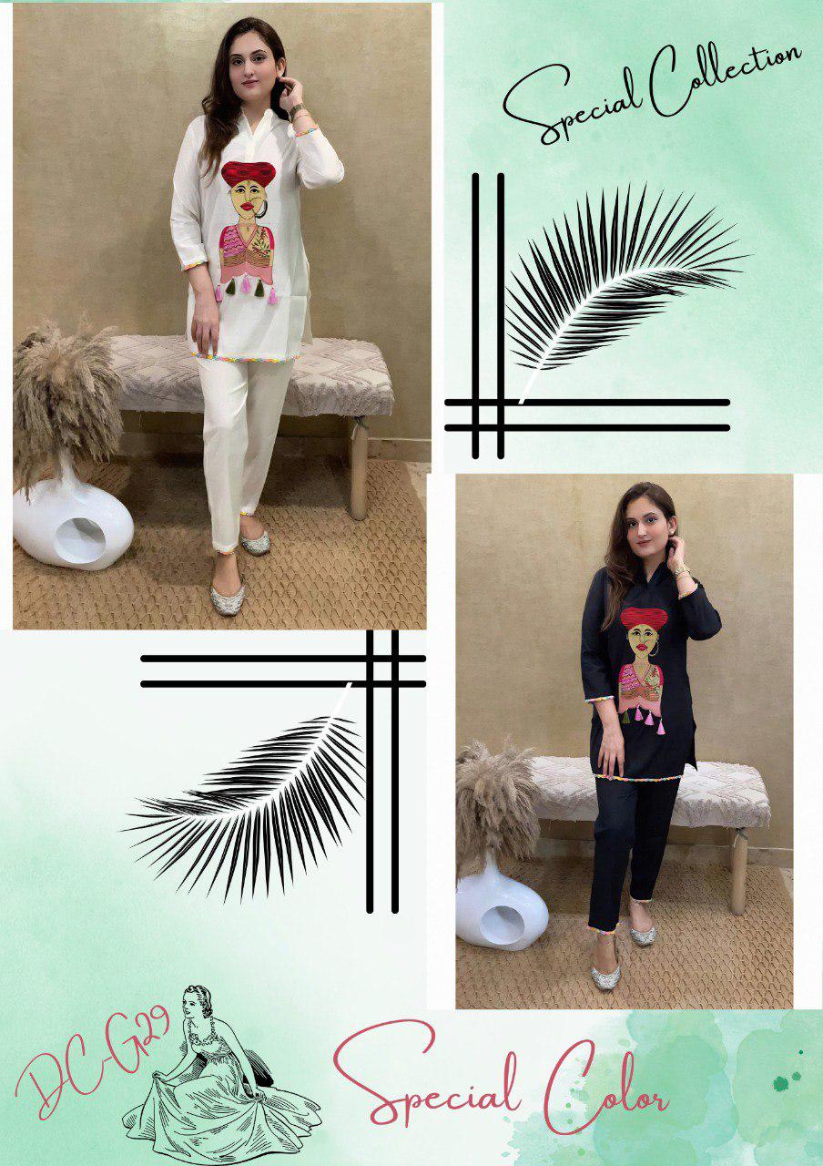 DC G29 Muslin Embroidery Chain Work Designer Kurti With Bottom Wholesale Shop In Surat